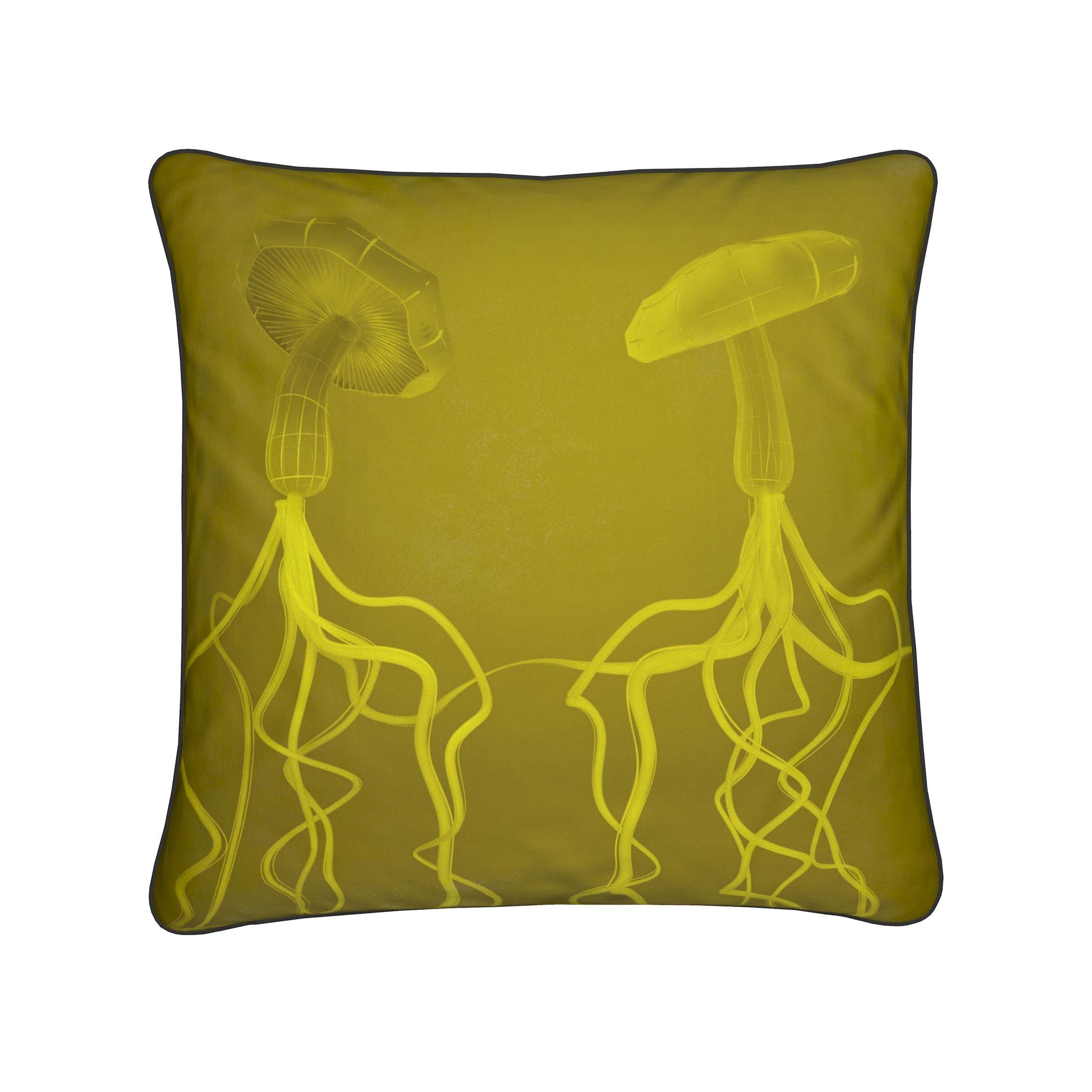 Mycelium 01 Golden Olive Cushion