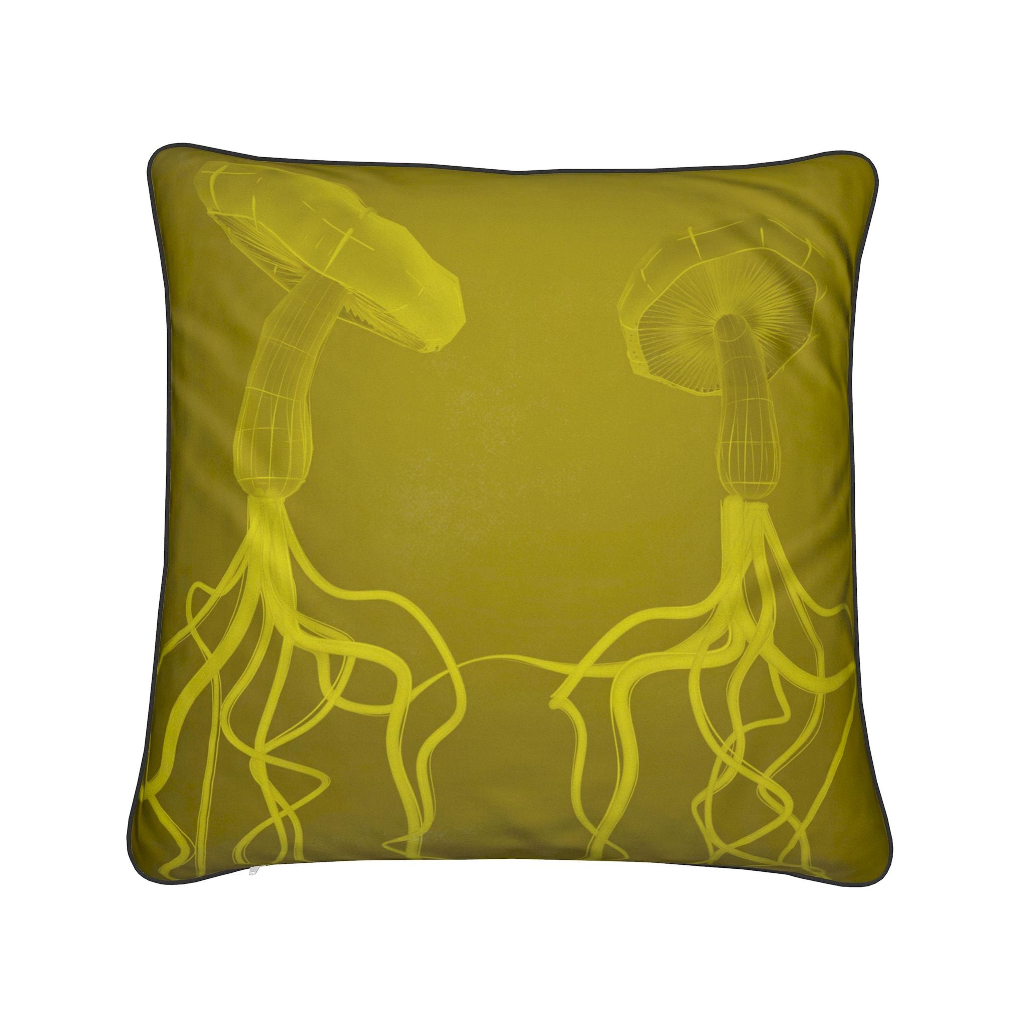 Mycelium 01 Golden Olive Cushion