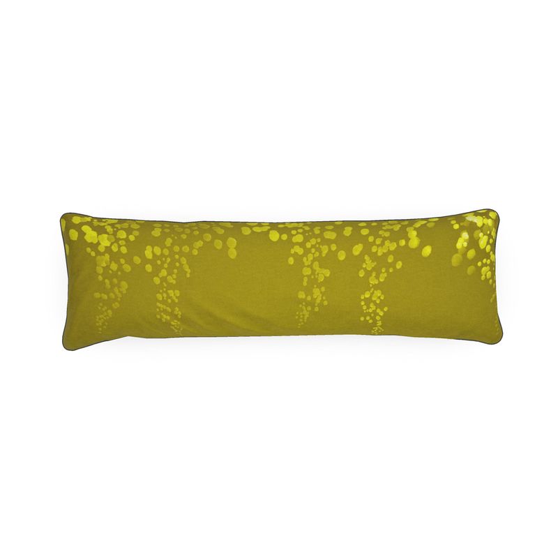 Mycelium 01 Golden Olive Bolster Cushion