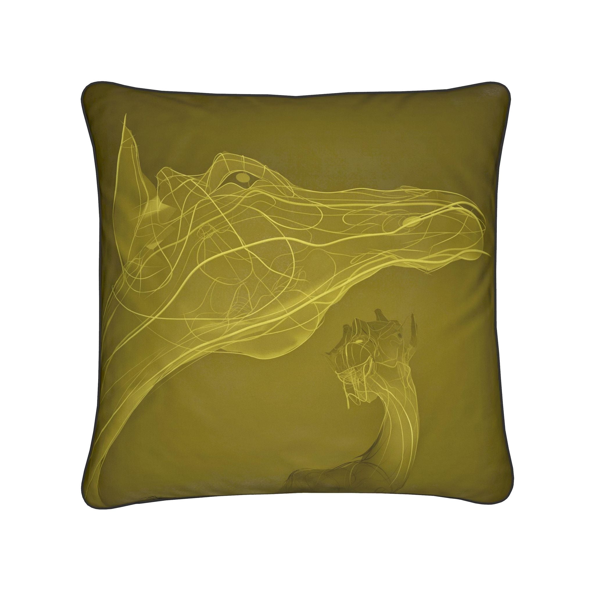 Giraffe 01 Golden Olive Cushion