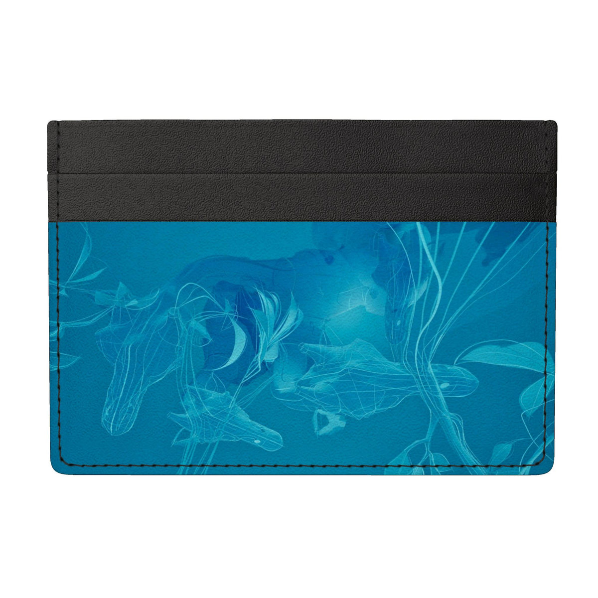 Giraffe 01 Deep Sky Leather Card Holder