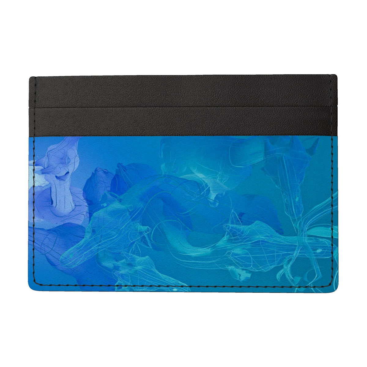 Giraffe 01 Deep Sky Leather Card Holder