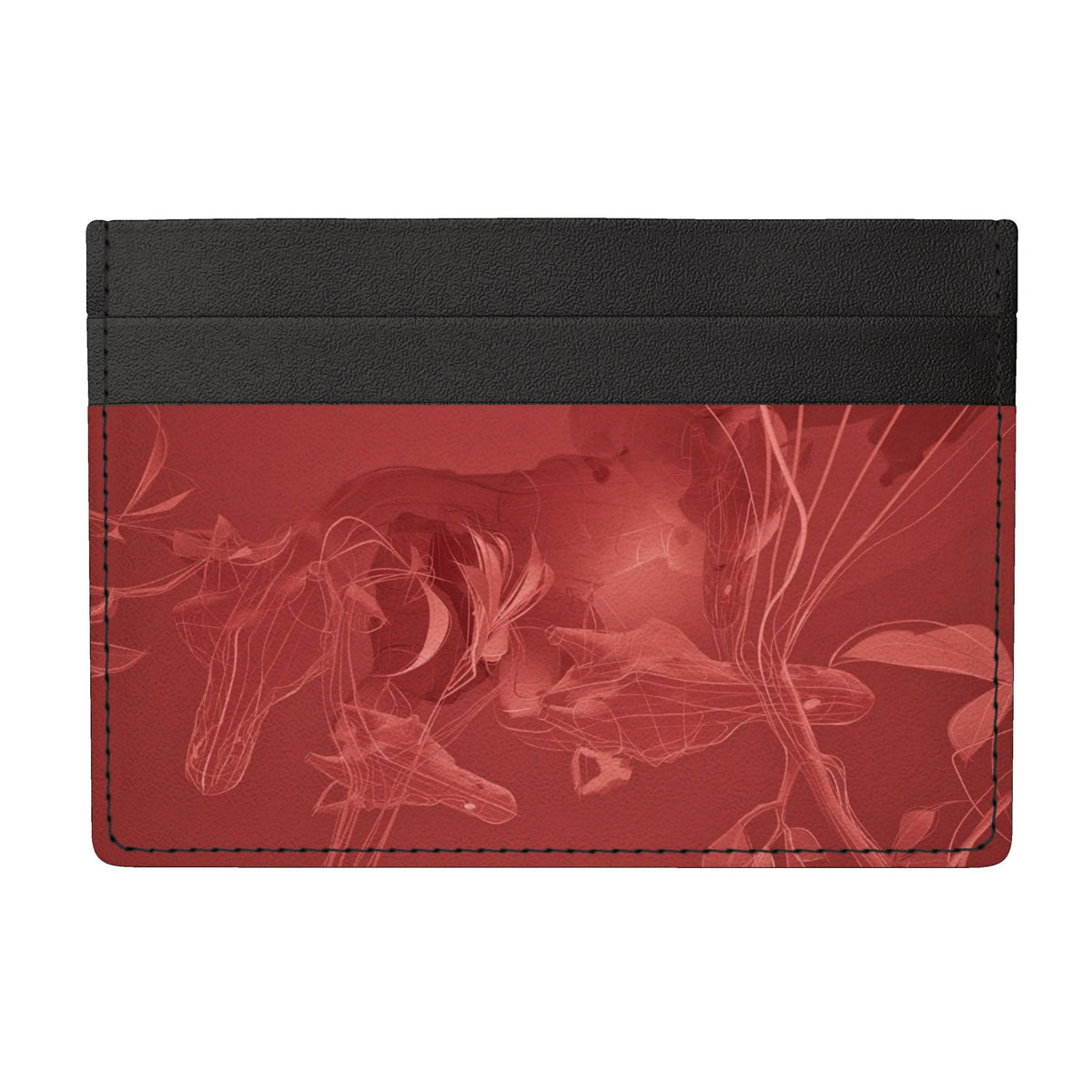 Giraffe 01 Rich Berry Leather Card Holder