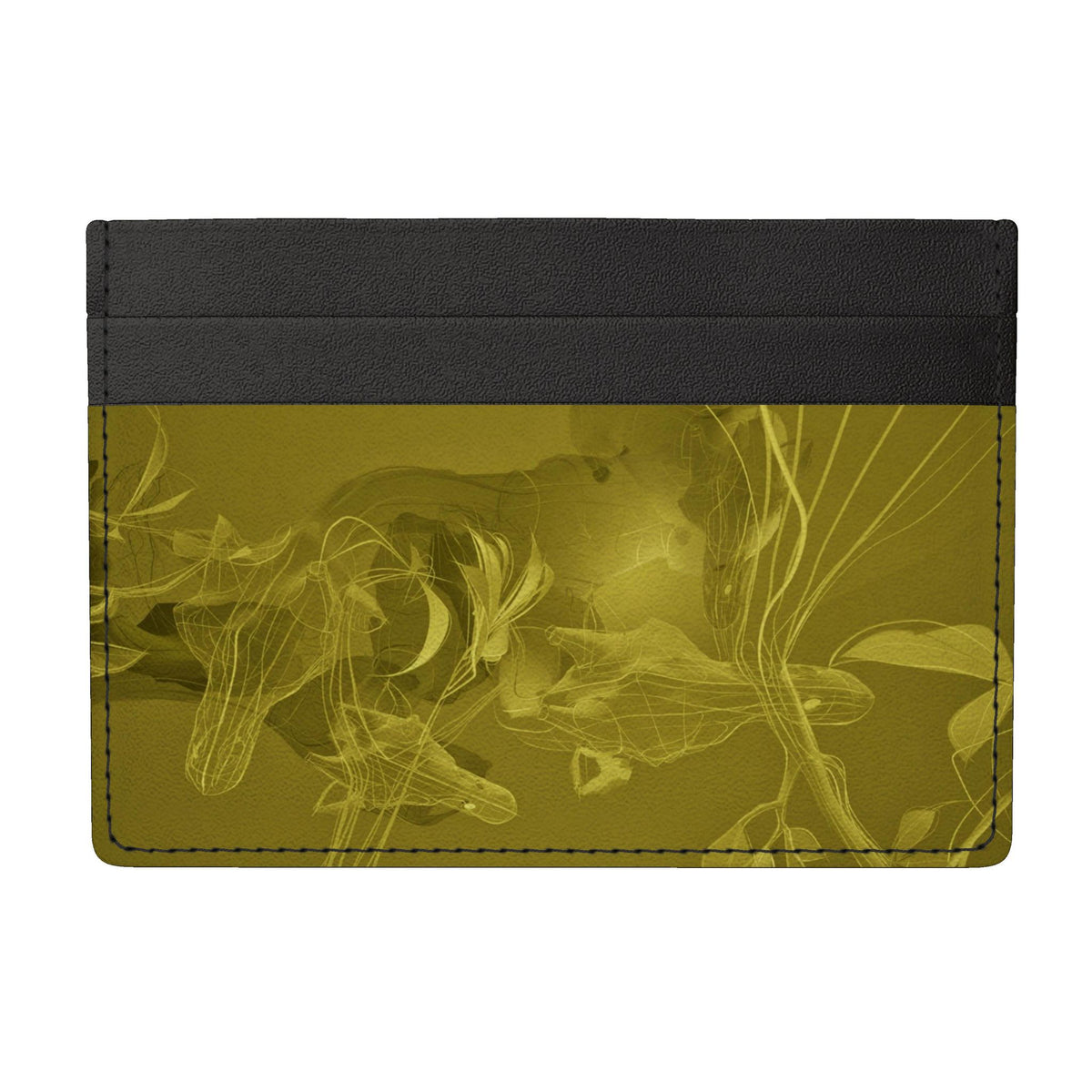 Giraffe 01 Golden Olive Leather Card Holder