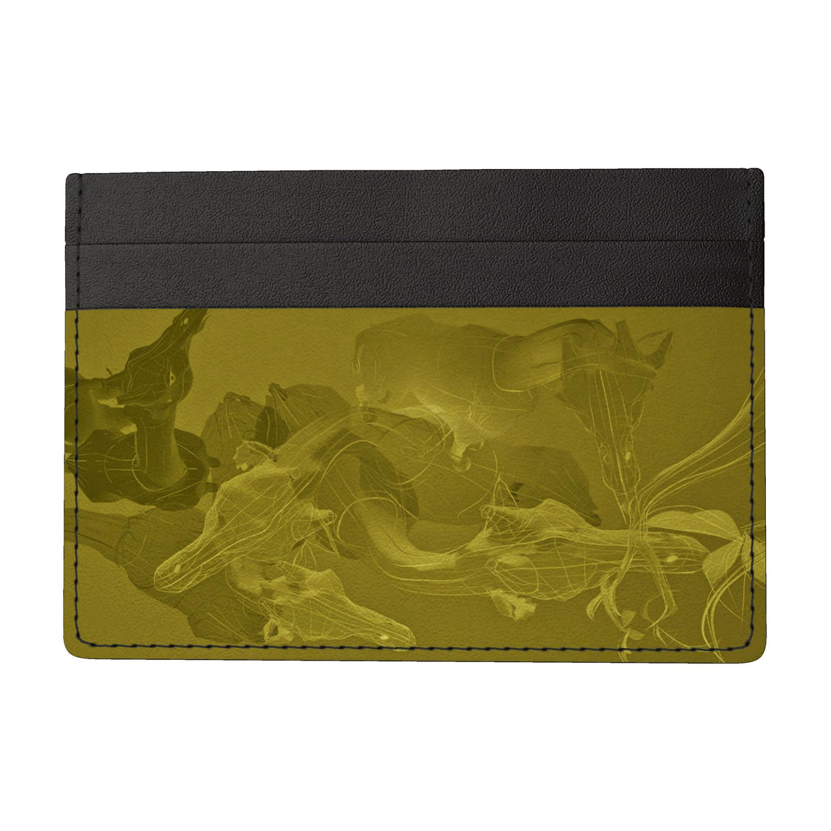 Giraffe 01 Golden Olive Leather Card Holder