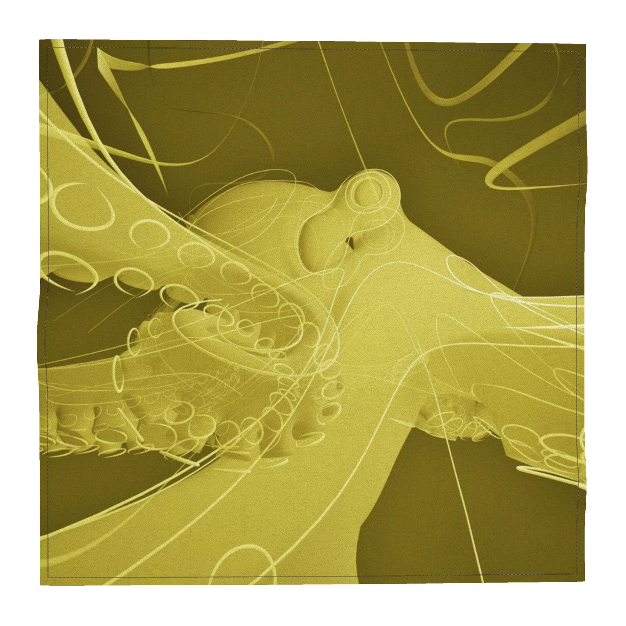 Octopus 01 Golden Olive Pocket Square