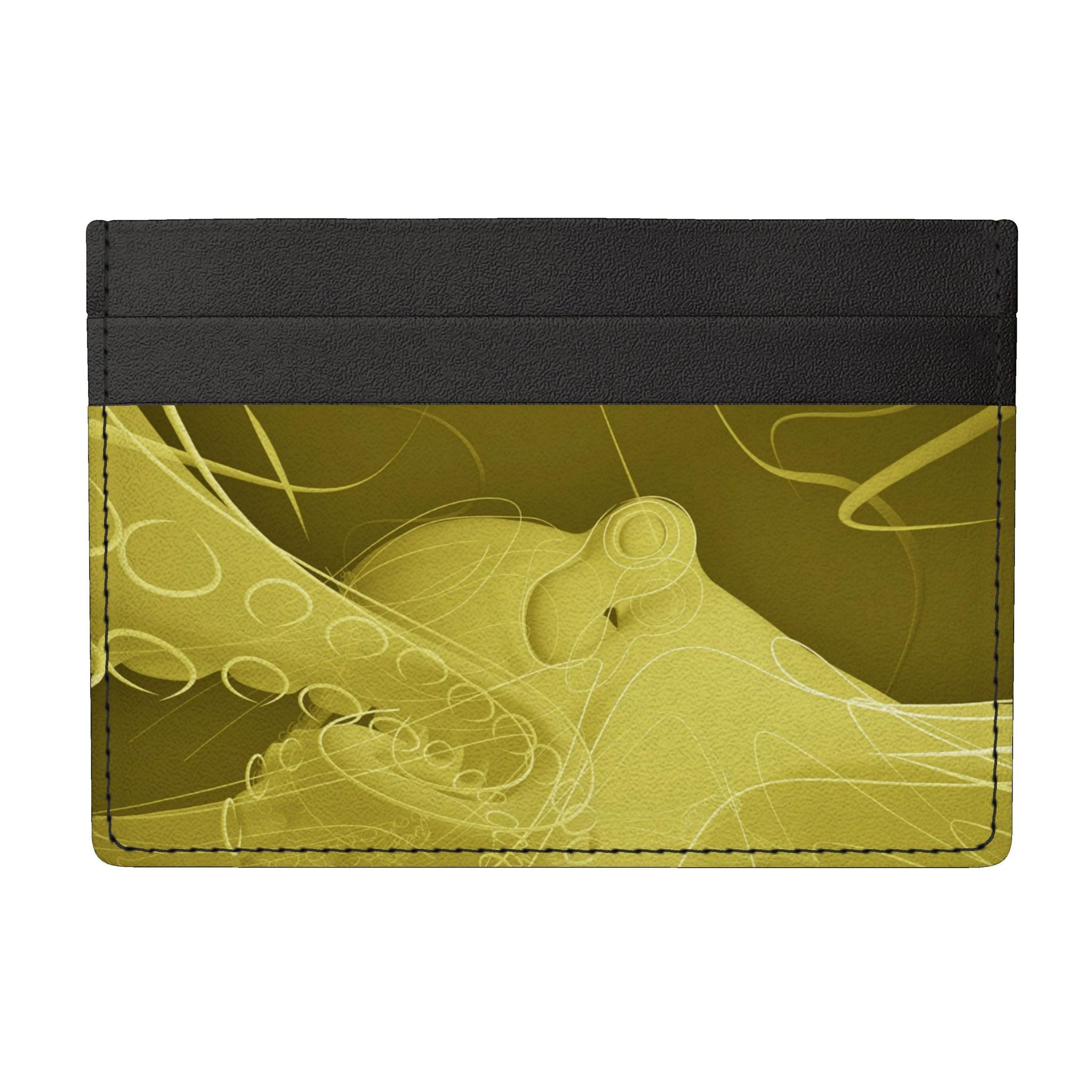 Octopus 01 Golden Olive Leather Card Holder