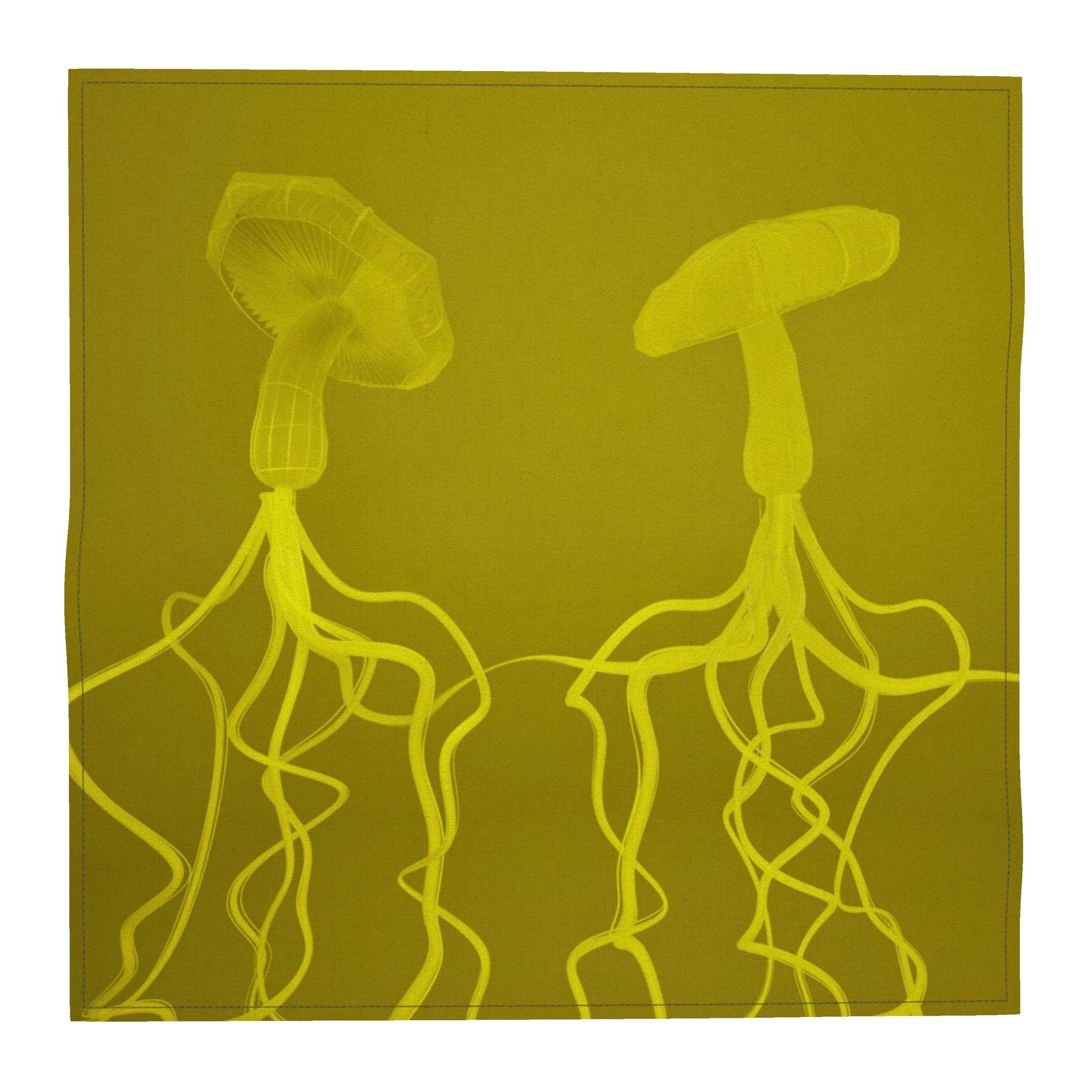 Mycelium 01 Golden Olive Pocket Square