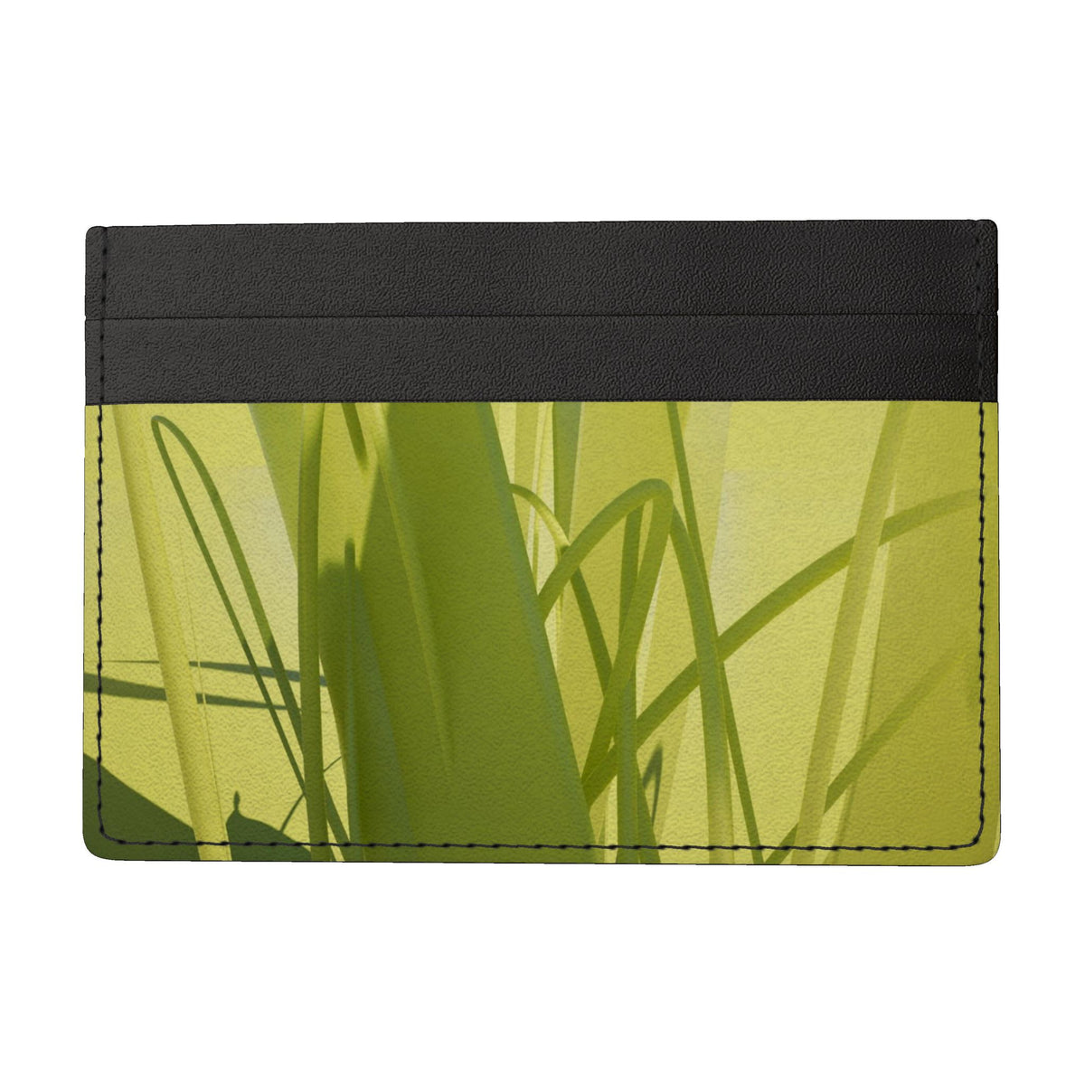 Grasses 01 Golden Olive Leather Card Holder