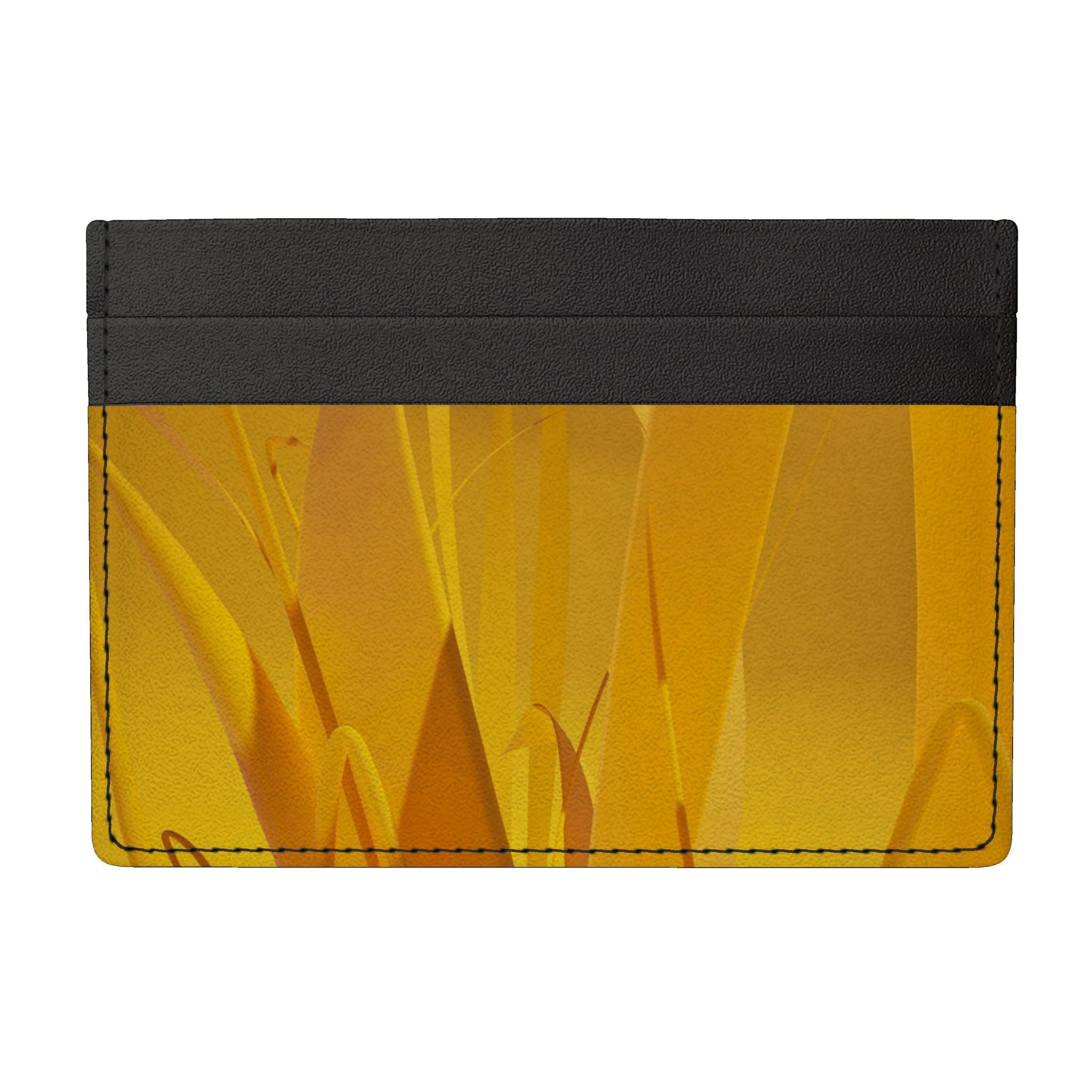 Grasses 01 Summer Yellow Leather Card Holder