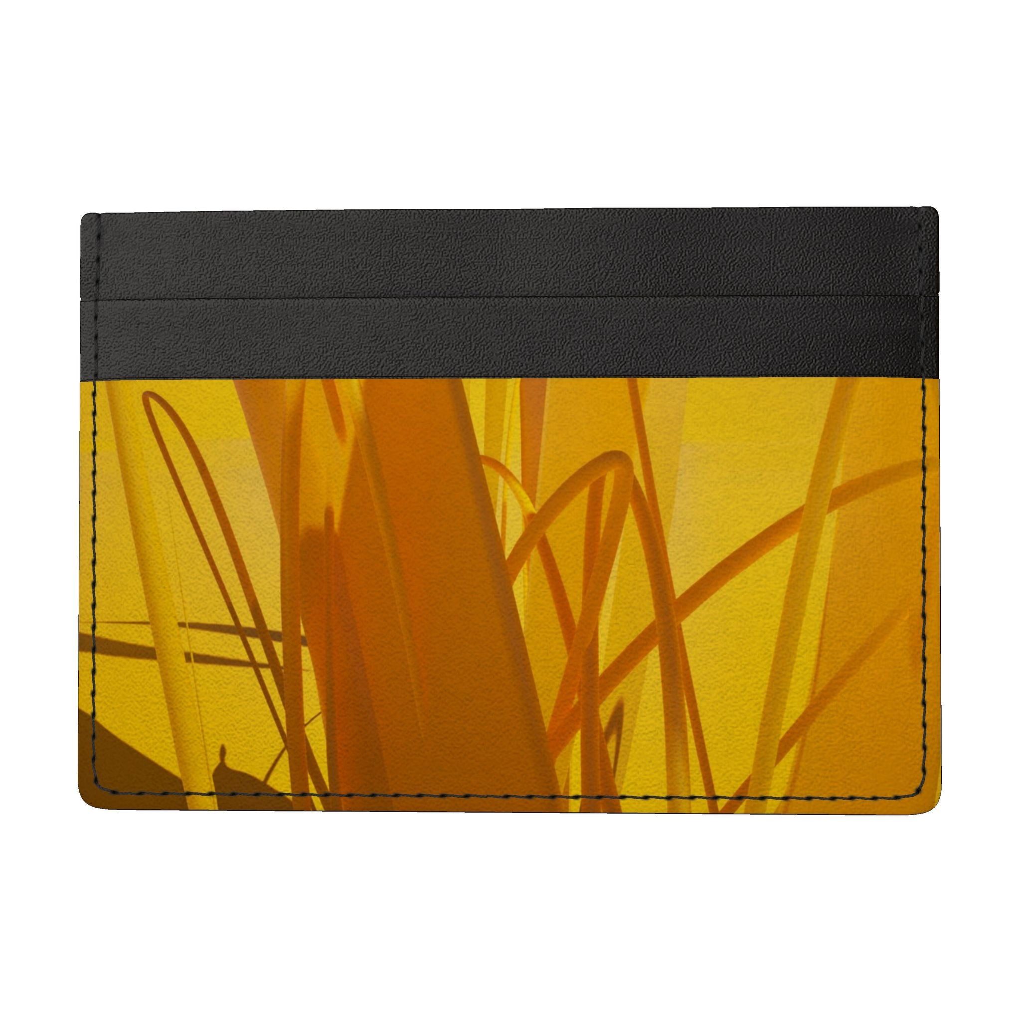 Grasses 01 Summer Yellow Leather Card Holder