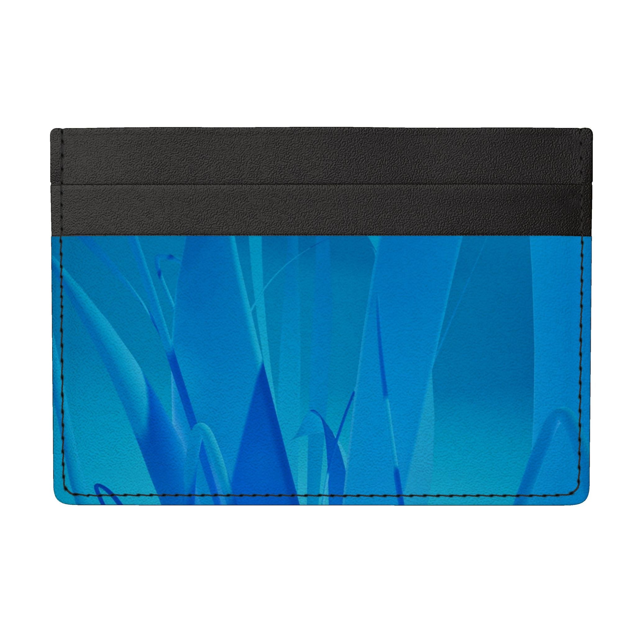 Grasses 01 Deep Sky Leather Card Holder