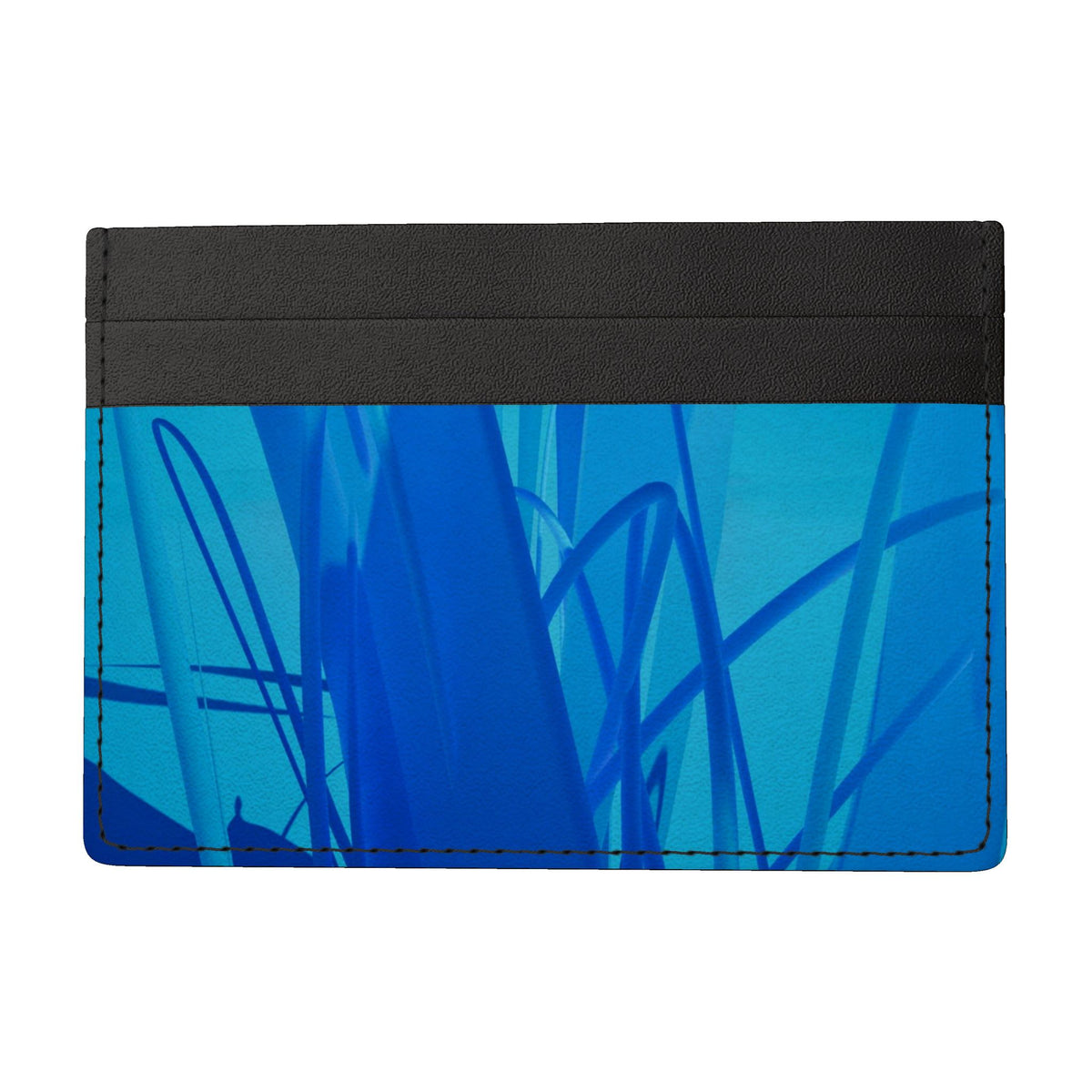 Grasses 01 Deep Sky Leather Card Holder